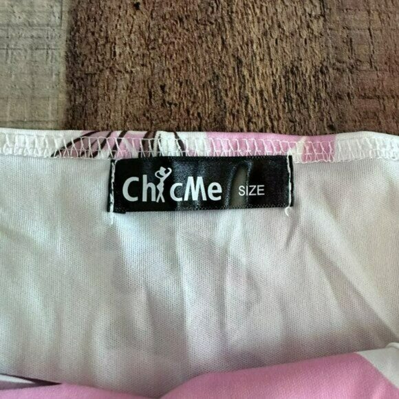 Chicme sleeveless low neck pink and white floral high low midi dress size m - Picture 2 of 7